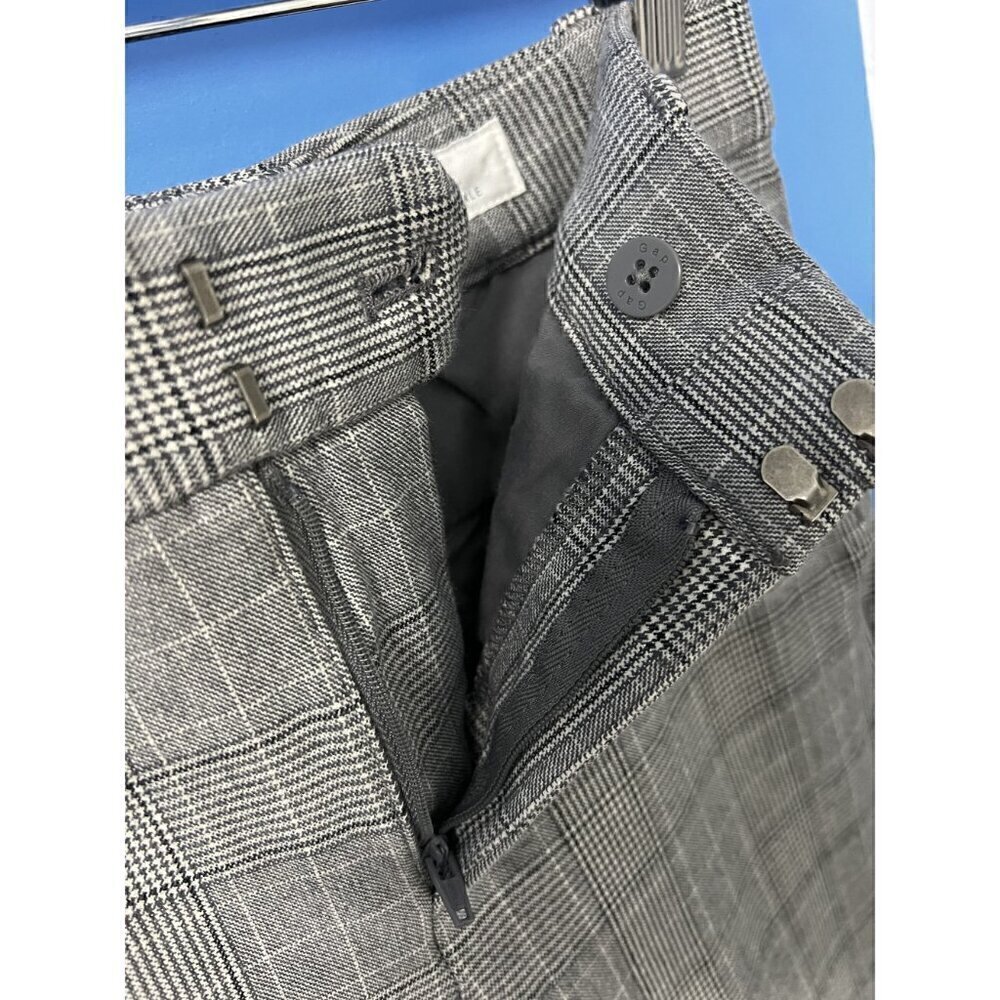 GAP Gray Plaid Slim Fit Womens Trousers With Pockets, WORK ATTIRE, WORK TROUSERS - Picture 6 of 10